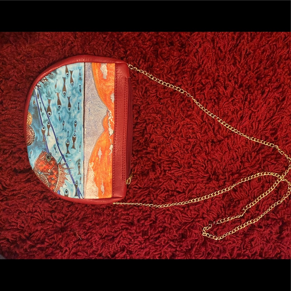 Red italian leather purse